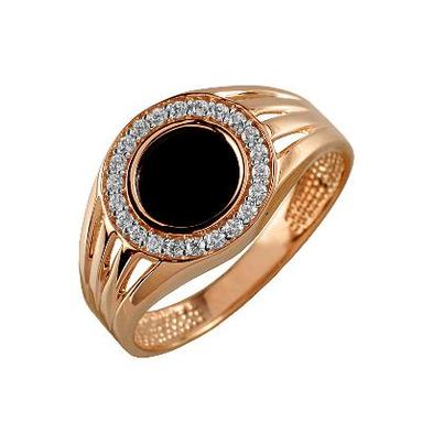Кольцо Золото 585, Оникс, Фианит