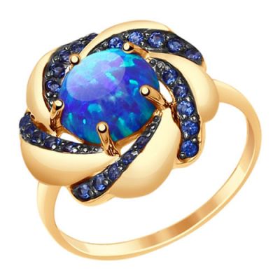 Кольцо Золото 585, Опал, Фианит